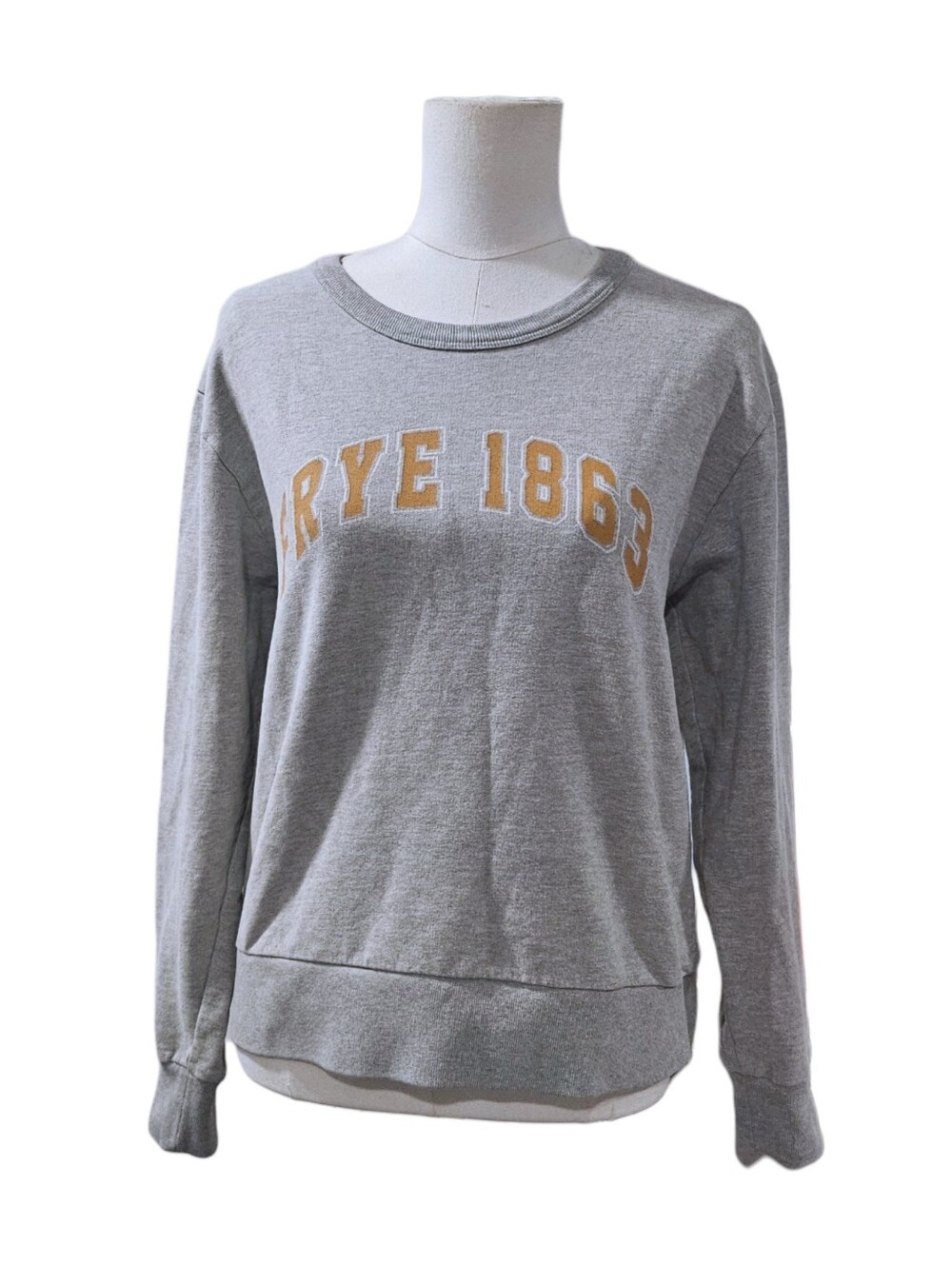 Frye Light Gray Crewneck Sweatshirt with Gold Lettering M